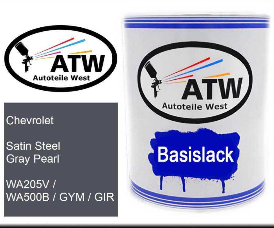 Chevrolet, Satin Steel Gray Pearl, WA205V / WA500B / GYM / GIR: 1L Lackdose, von ATW Autoteile West.